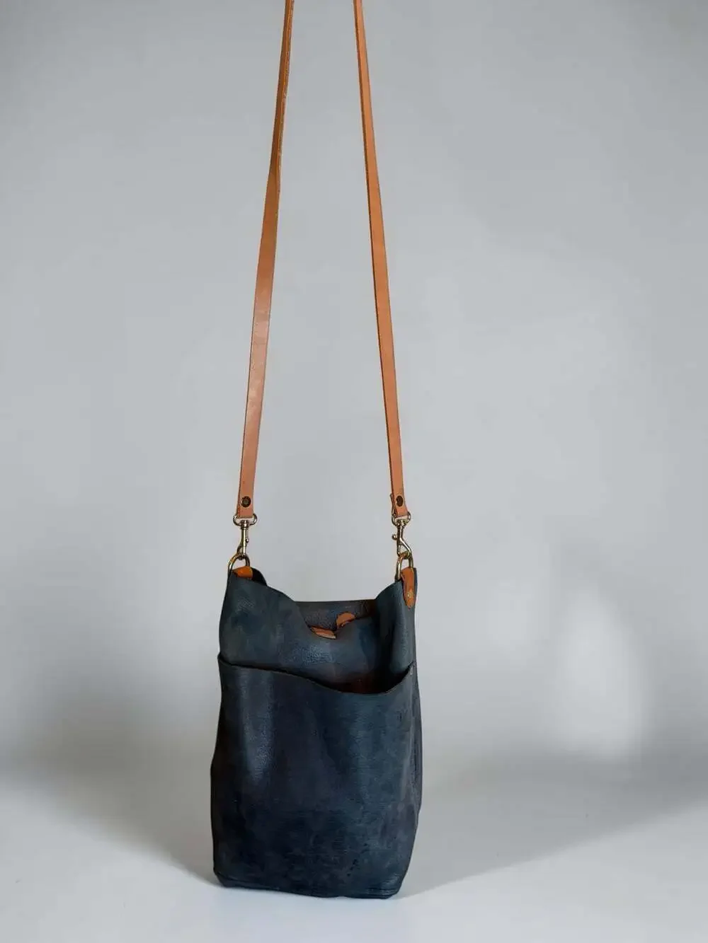leather hobo slouchy bucket bag by M Street Studio